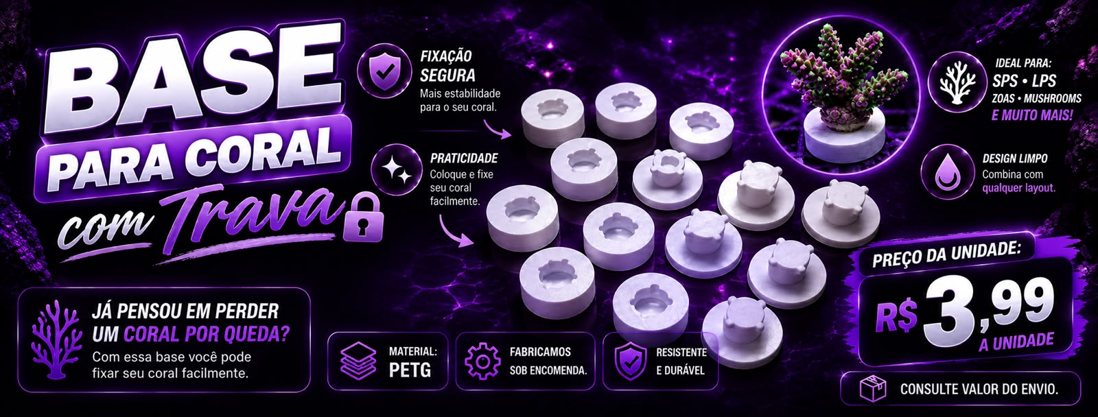 Base para Coral com Trava